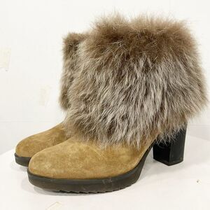 Johnston & Murphy Roslyn shearling Fur Cuffed Booties Genuine Suede Sz 7.5 Zip‎